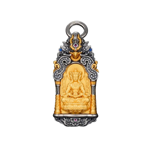 Devotional Pendant · Vairocana · Goat and Monkey Zodiac · Eight Guardian Figures · Silver, Gilt · Henrrison · LCP 2517