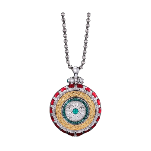 Devotional Pendant · Ākāśagarbha · Ox and Tiger Zodiac · Eight Guardian Figures · Silver, Gilt · Henrrison · LCP 2260