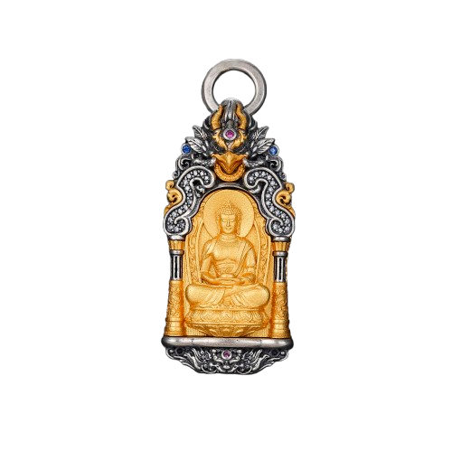 Devotional Pendant · Amitābha · Pig and Dog Zodiac · Eight Guardian Figures · Silver, Gilt · Henrrison · LCP 2517