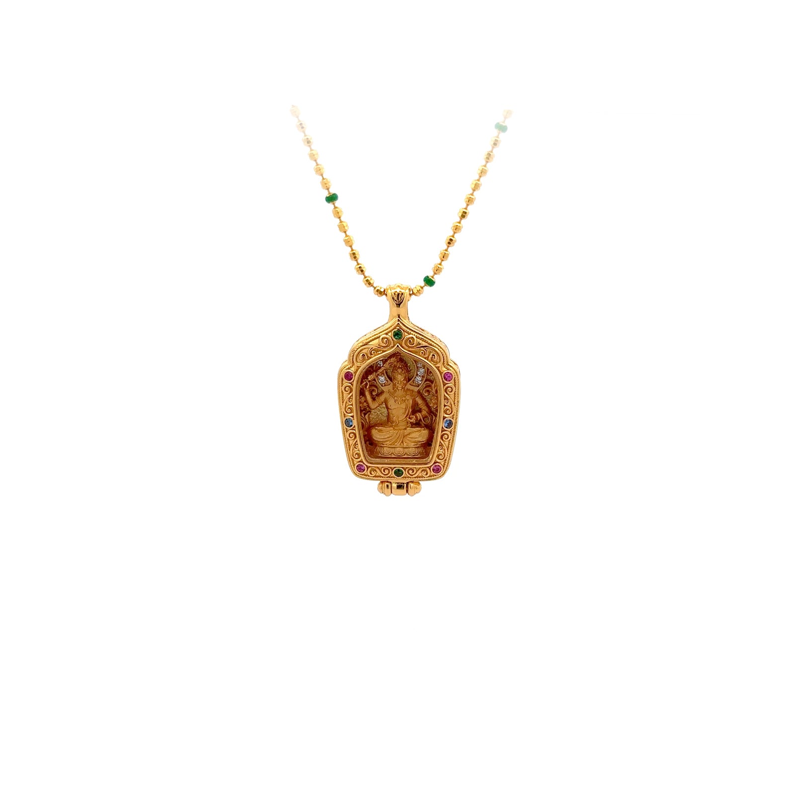 Henrrison LCP2638 ·Acala Sacred 925 Silver Ghau Box Pendant · Gilded 22K Genuine Gold Finish