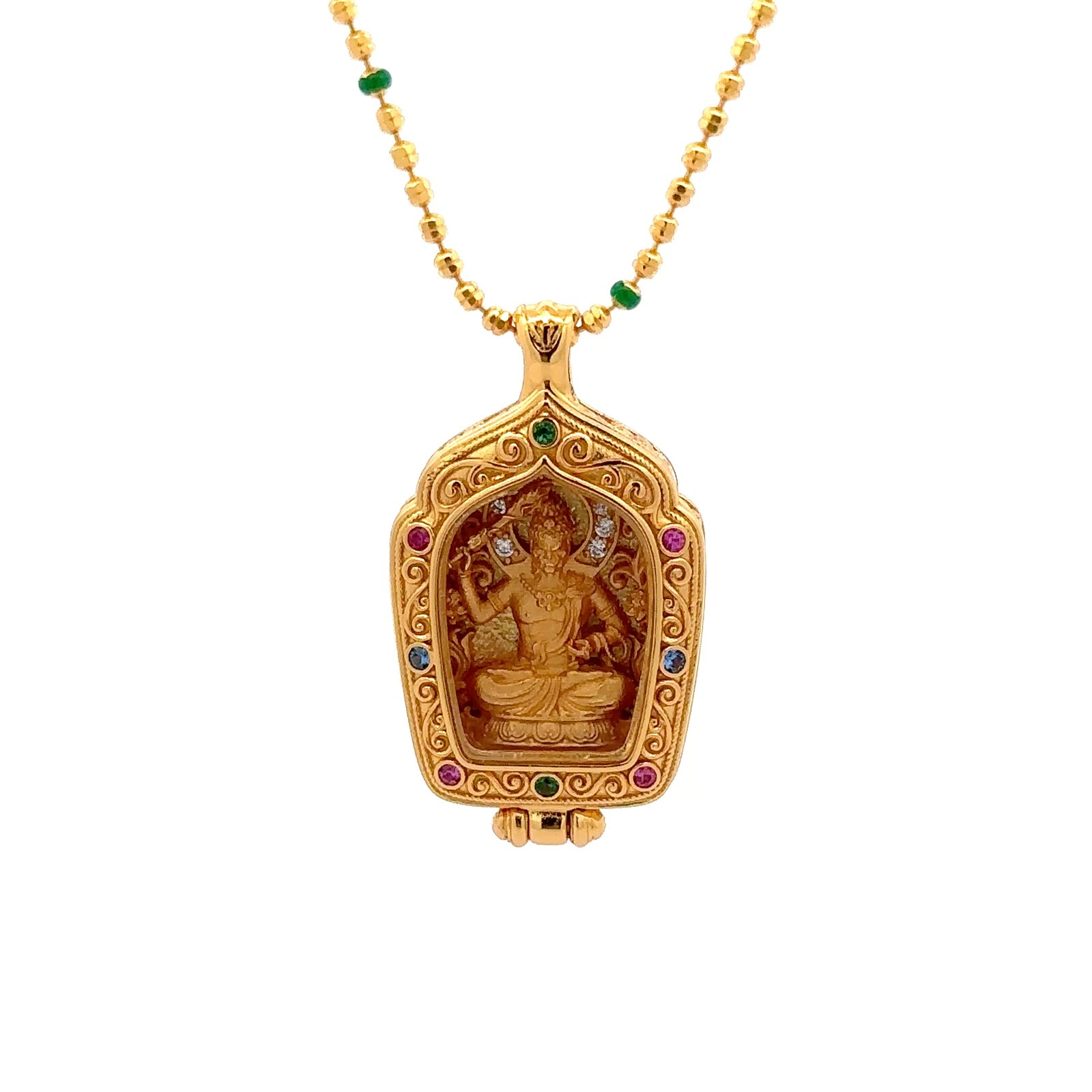 Henrrison LCP2638 ·Acala Sacred 925 Silver Ghau Box Pendant · Gilded 22K Genuine Gold Finish