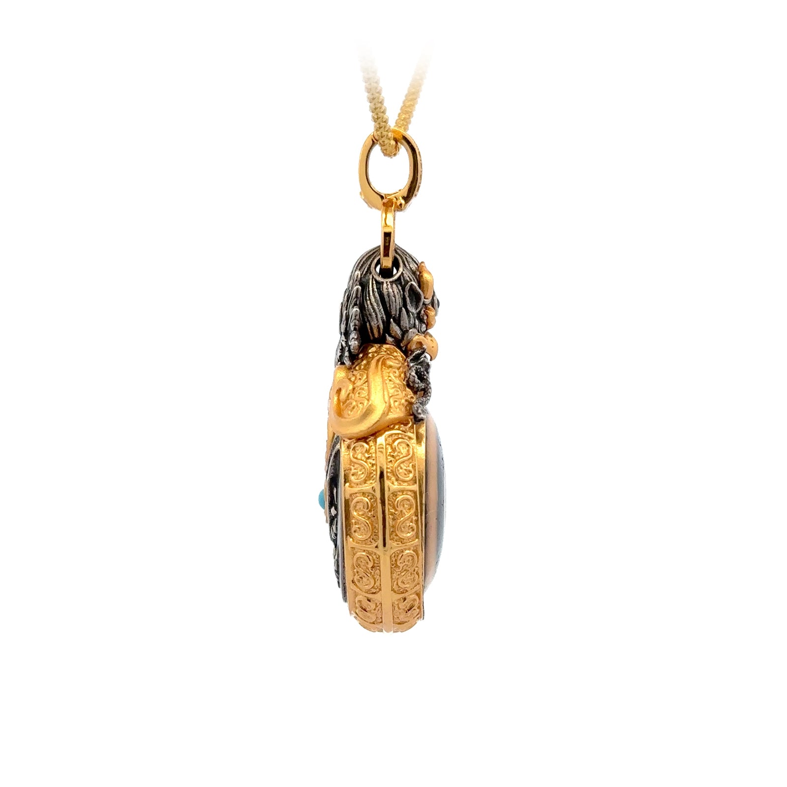 Henrrison LCP2511 · Dzi Sacred 925 Silver Pendant · Gilded 22K Genuine Gold Finish