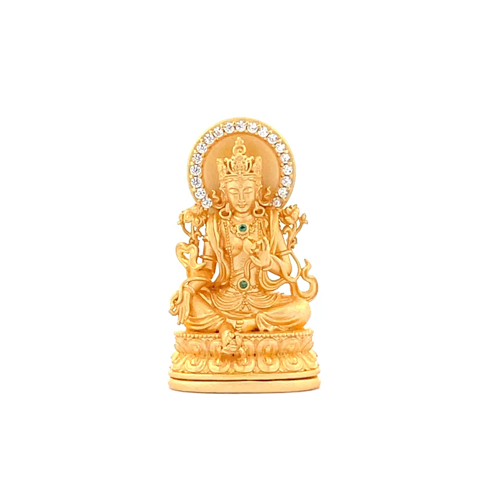 Henrrison LCP2224 · Green Tara Sacred 925 Silver Pendant/Statue · Gilded 22K Genuine Gold Finish