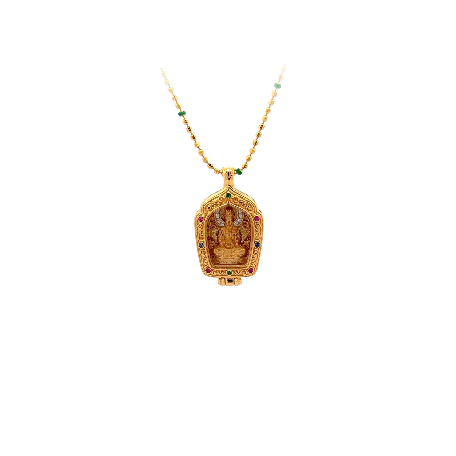 Henrrison 999.9 Fine Gold Mahāsthāmaprāpta Pendant – Handcrafted 24K Spiritual Amulet of Wisdom, Strength & Enlightened Energy for Horse Zodiac