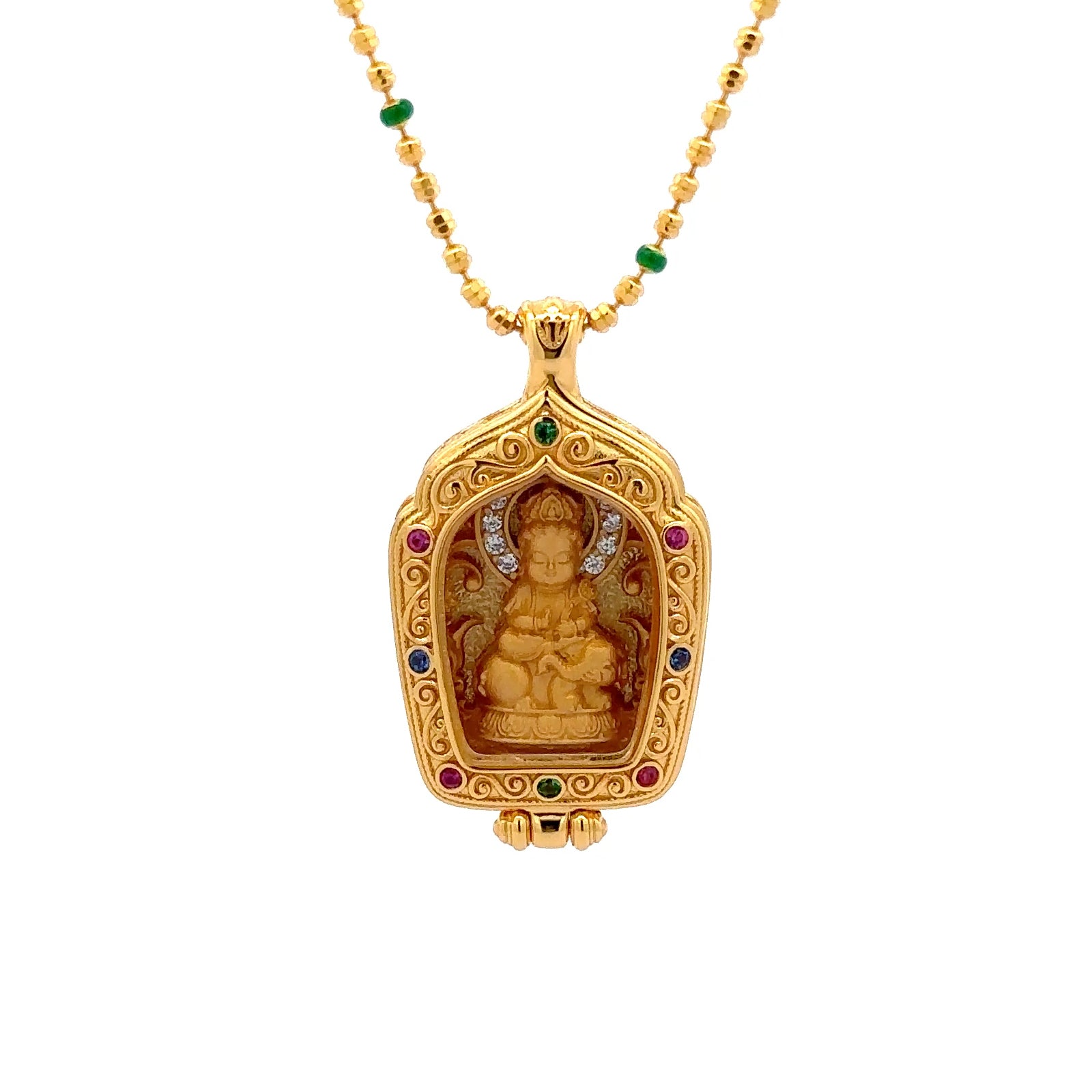 Henrrison 999.9 Fine Gold Mahāsthāmaprāpta Baby Pendant – Handcrafted 24K Spiritual Amulet of Wisdom, Strength & Enlightened Energy for Horse Zodiac (Copy)