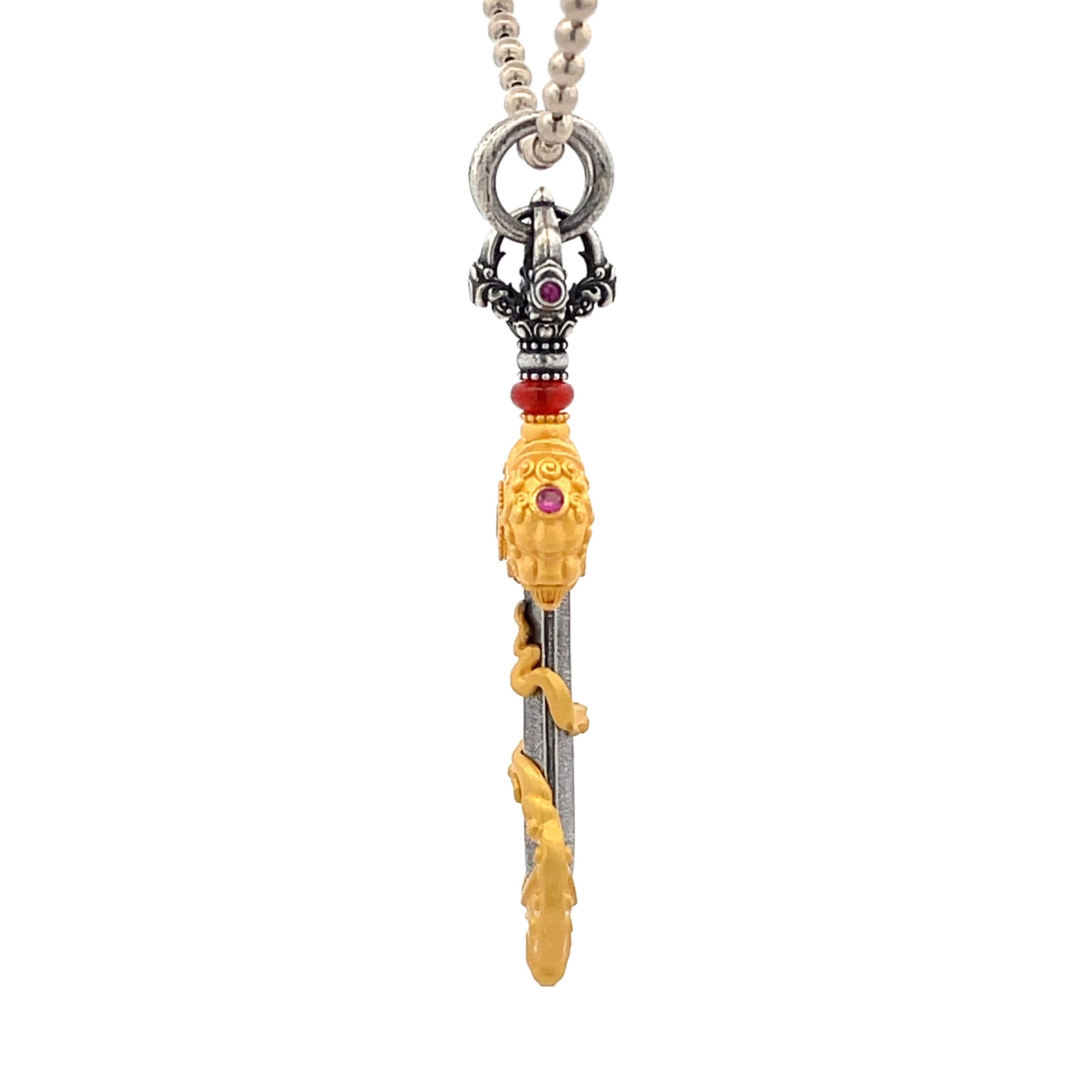 Devotional Pendant · Sword of Wisdom · Manjushri · Silver, Gilt · Henrrison · LCP 2220
