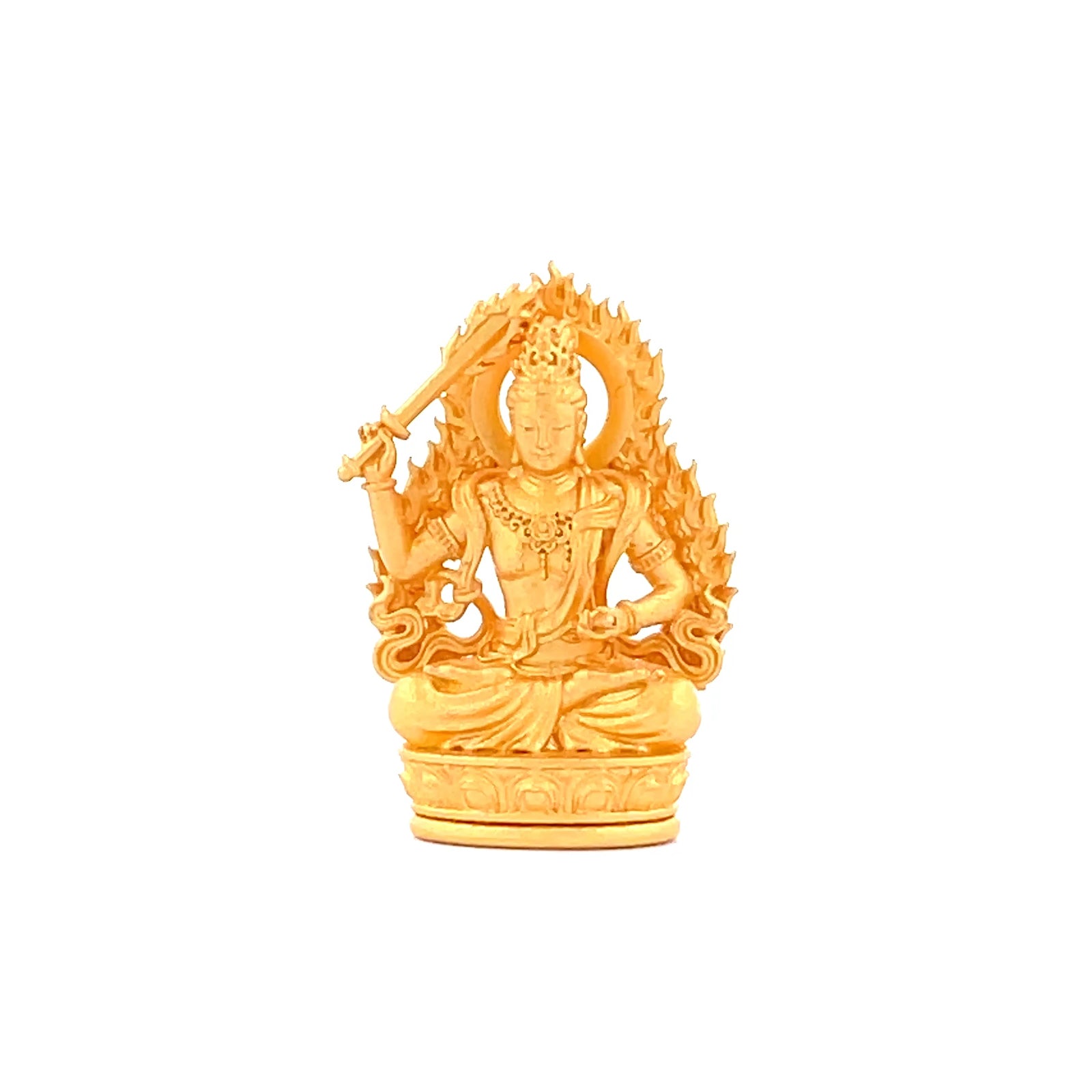 Henrrison LCP1241 · Manjushri Sacred 925 Silver Pendant/Statue-Guardian Deity for the Rabbit Zodiac · Gilded 22K Genuine Gold Finish