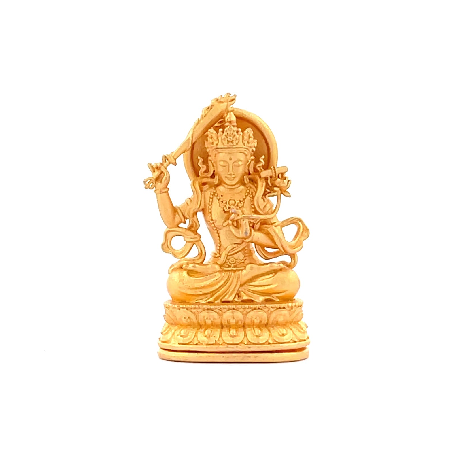 Henrrison LCP1241 · Manjushri Sacred 925 Silver Pendant/Statue · Gilded 22K Genuine Gold Finish