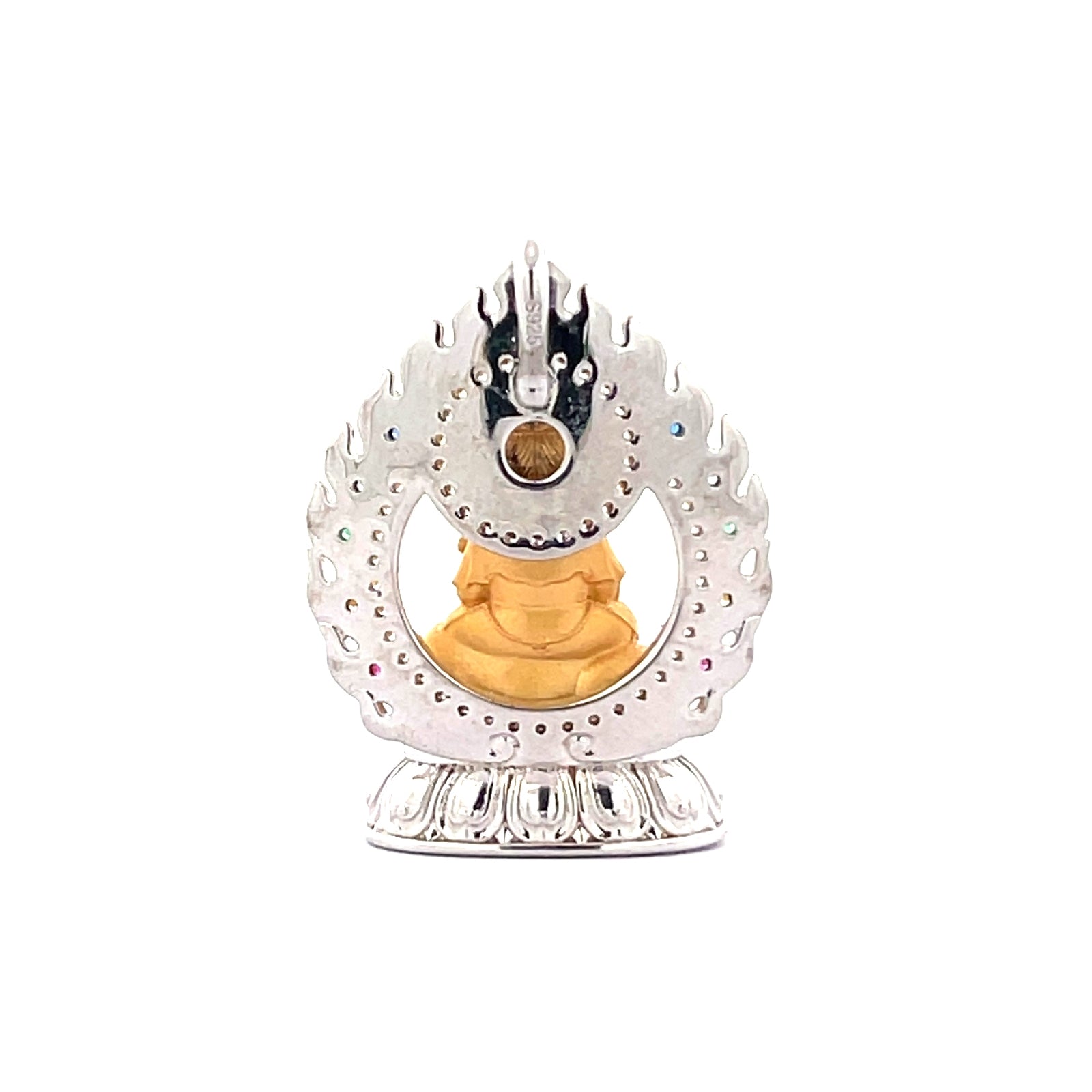 Henrrison LCP1844-1851 ·Flaming Lotus Eight Baby Guardian Deities Sacred 925 Silver Pendant-Samantabhadra ·Guardian Deity for the Dragon and Snake Zodiac · Gilded 22K Genuine Gold Finish