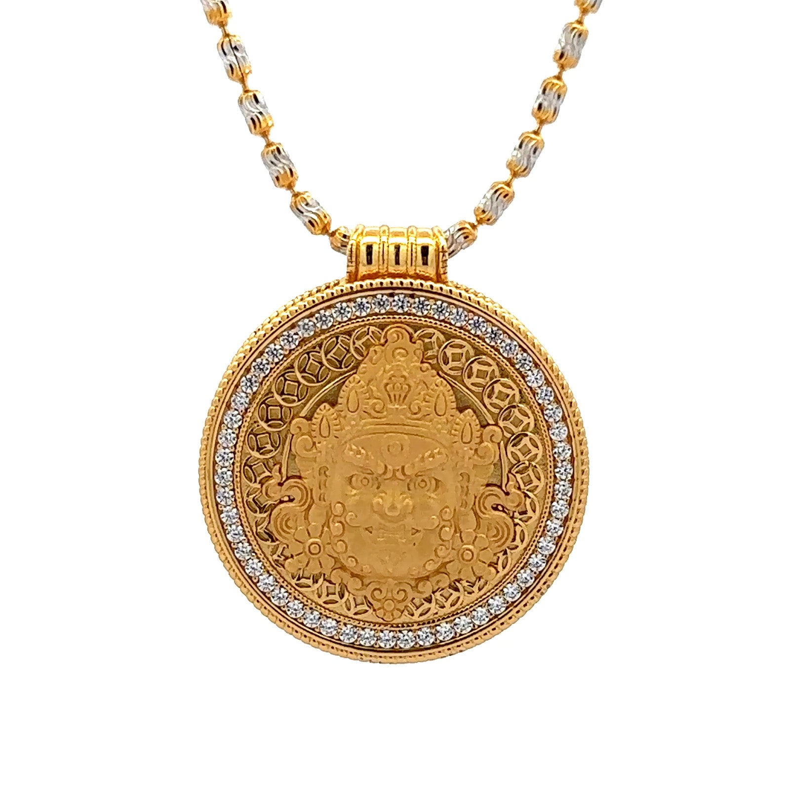 Henrrison 999.9 Fine Gold Yellow Dzambhala Filigree Pendant | Handcrafted 24K Gold Wealth Buddha Amulet