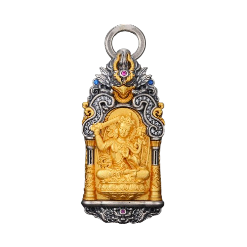Devotional Pendant · Mañjuśrī · Rabbit Zodiac · Eight Guardian Figures · Silver, Gilt · Henrrison · LCP 2517