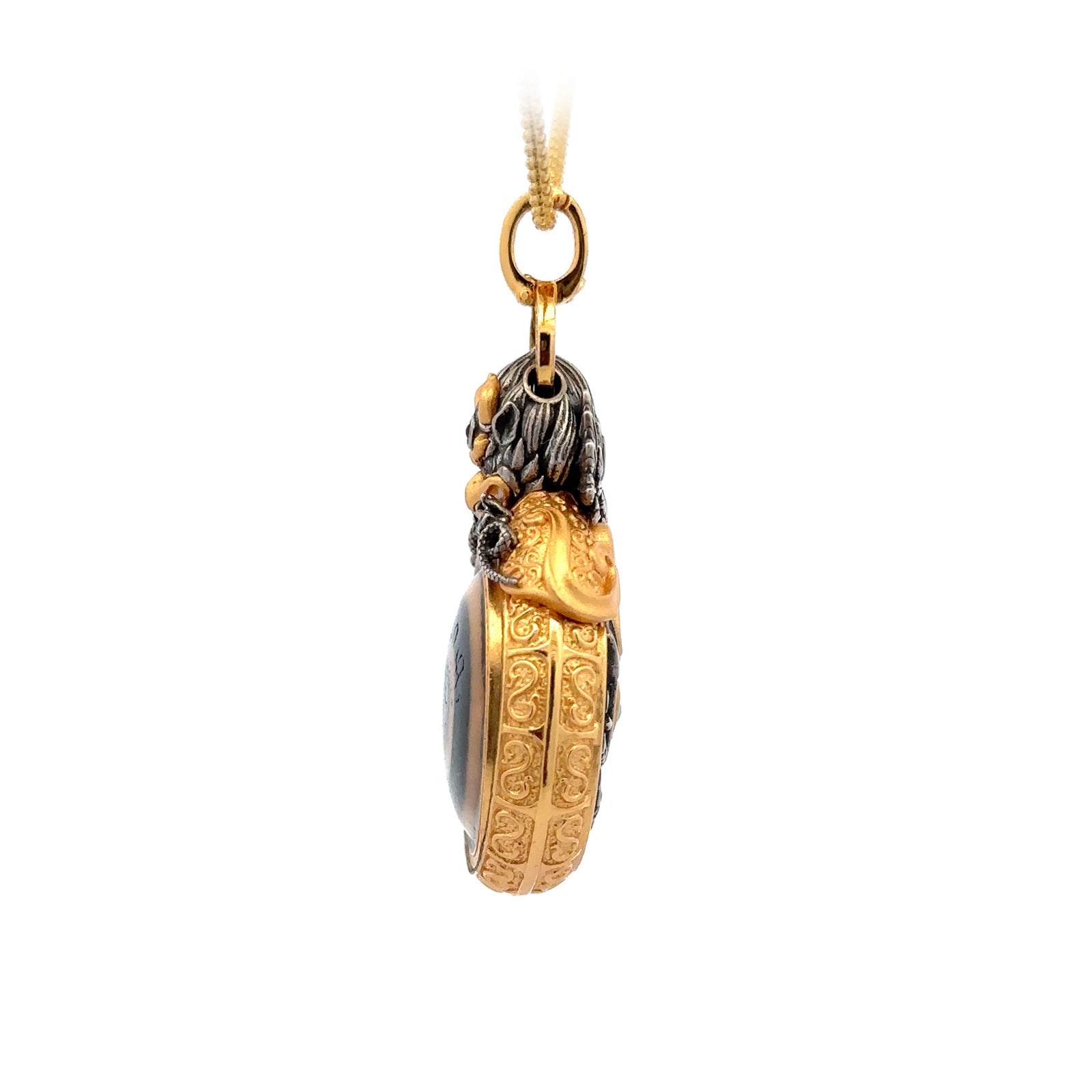 Henrrison LCP2511 · Dzi Sacred 925 Silver Pendant · Gilded 22K Genuine Gold Finish