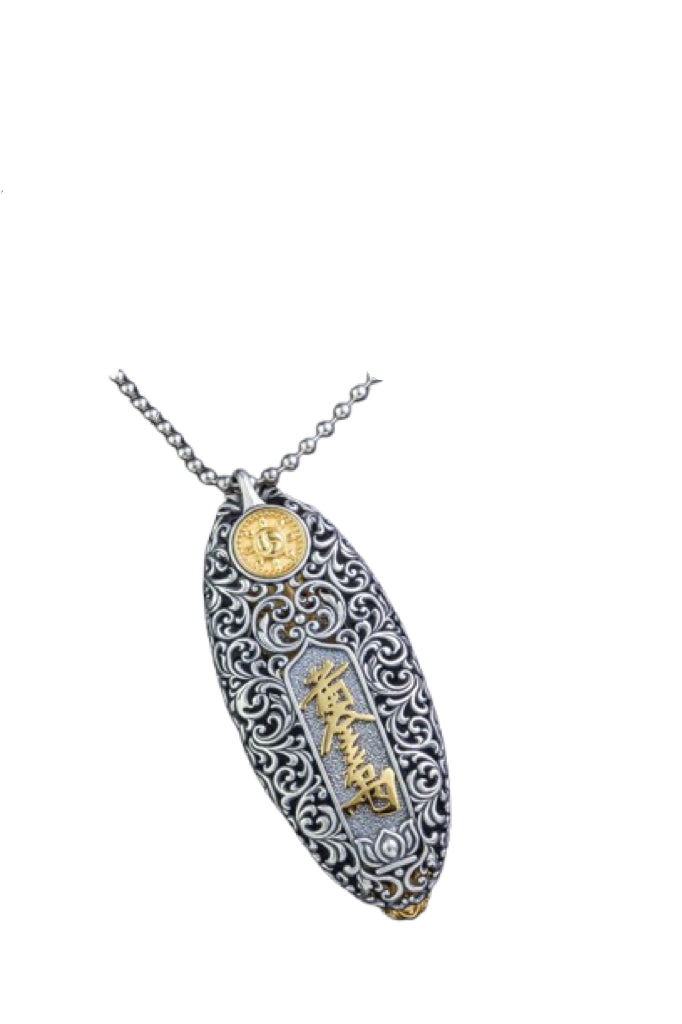 Devotional Pendant · Yellow Dzambhala Dzi Bead · Silver, Gilt · Henrrison · LCP 1478