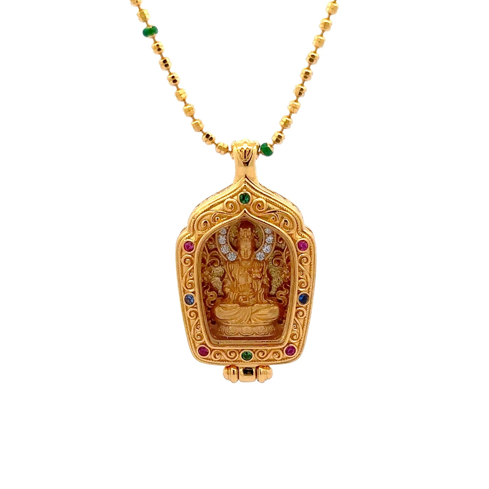 Henrrison 999.9 Fine Gold Mahāsthāmaprāpta Pendant – Handcrafted 24K Spiritual Amulet of Wisdom, Strength & Enlightened Energy for Horse Zodiac