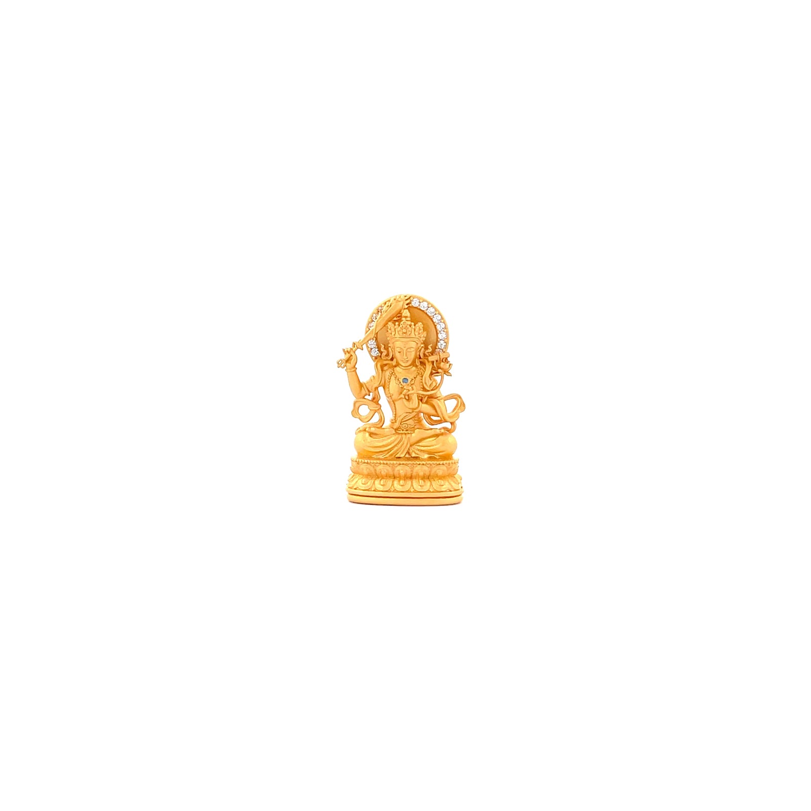 Henrrison LCP2221 · Manjushri Sacred 925 Silver Pendant/Statue-Guardian Deity for the Rabbit Zodiac · Gilded 22K Genuine Gold Finish