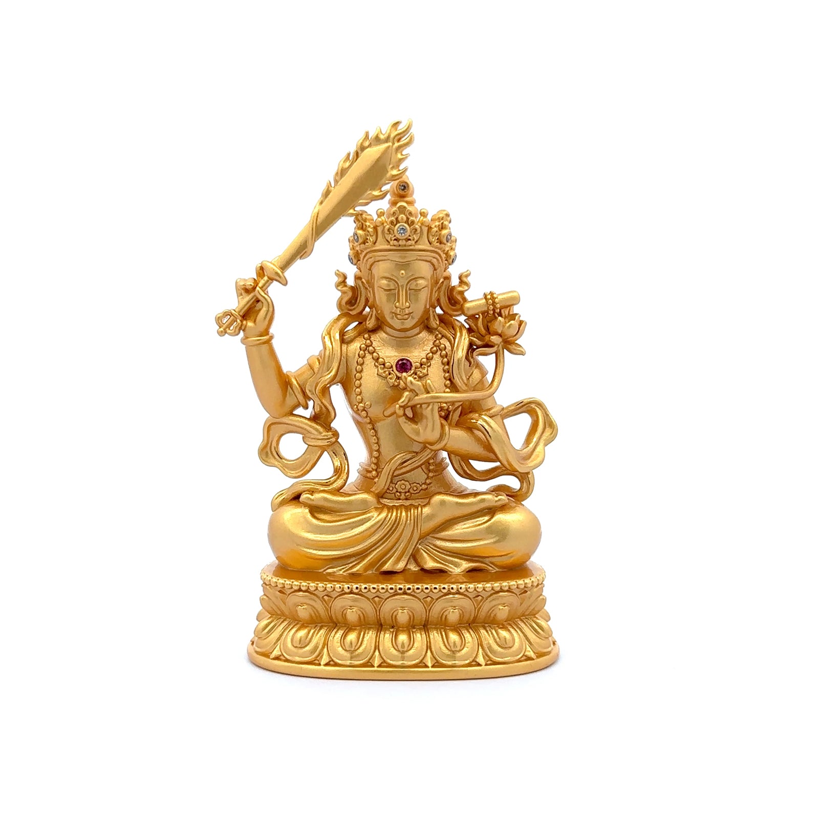 Henrrison LCA2328 · Manjushri Copper Sacred Statue · Gilded 22K Genuine Gold Finish