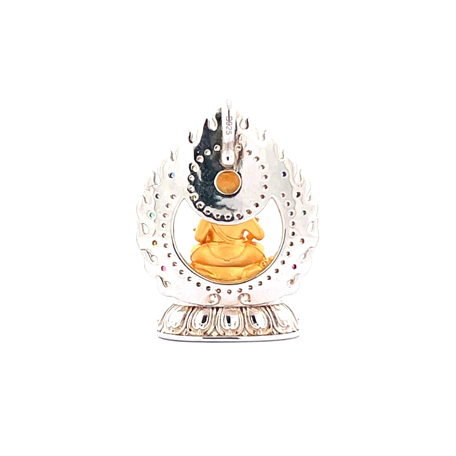 Henrrison LCP1844-1851 ·Flaming Lotus Eight Baby Guardian Deities Sacred 925 Silver Pendant-Manjushri ·Guardian Deity for the Rabbit Zodiac · Gilded 22K Genuine Gold Finish