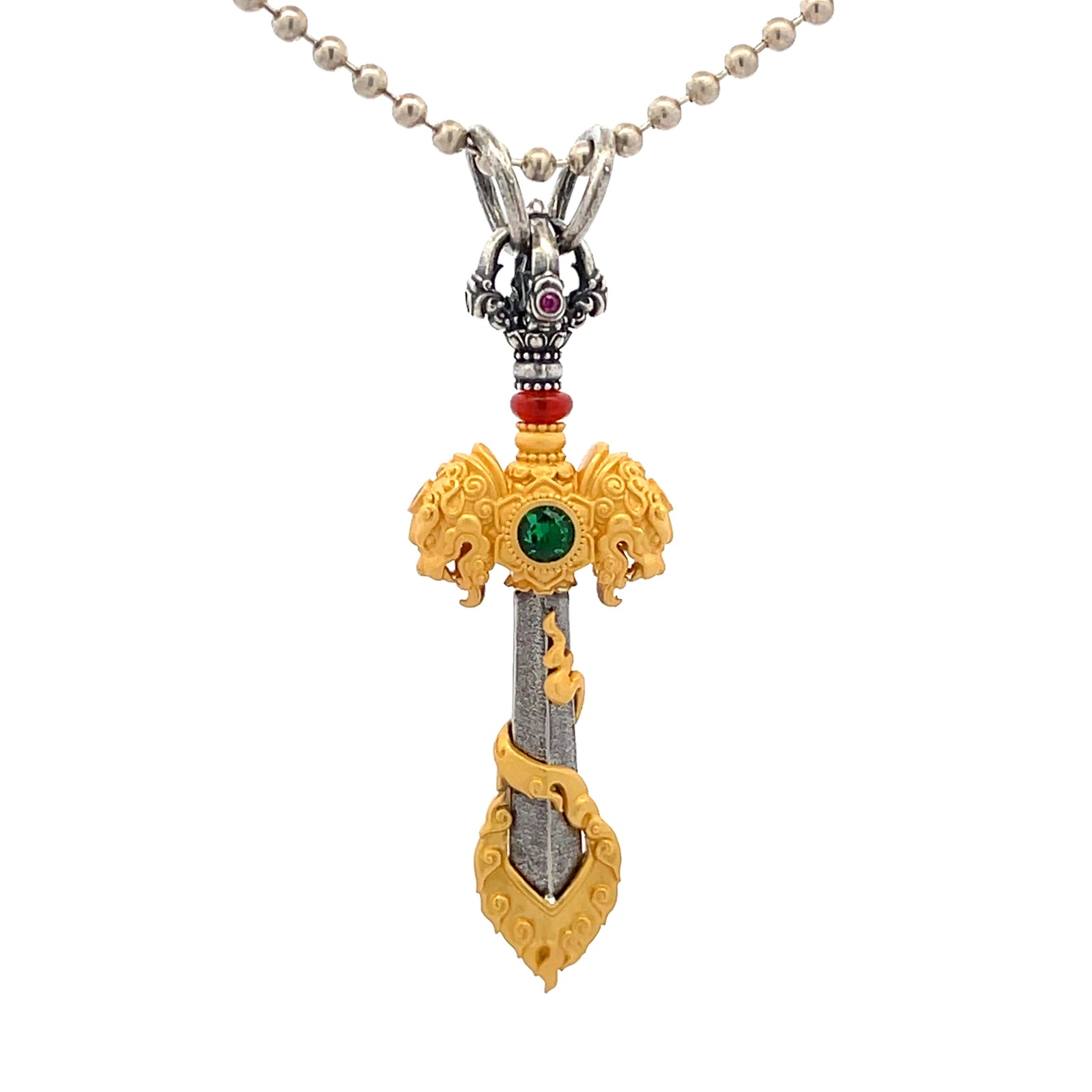 Devotional Pendant · Sword of Wisdom · Manjushri · Silver, Gilt · Henrrison · LCP 2220