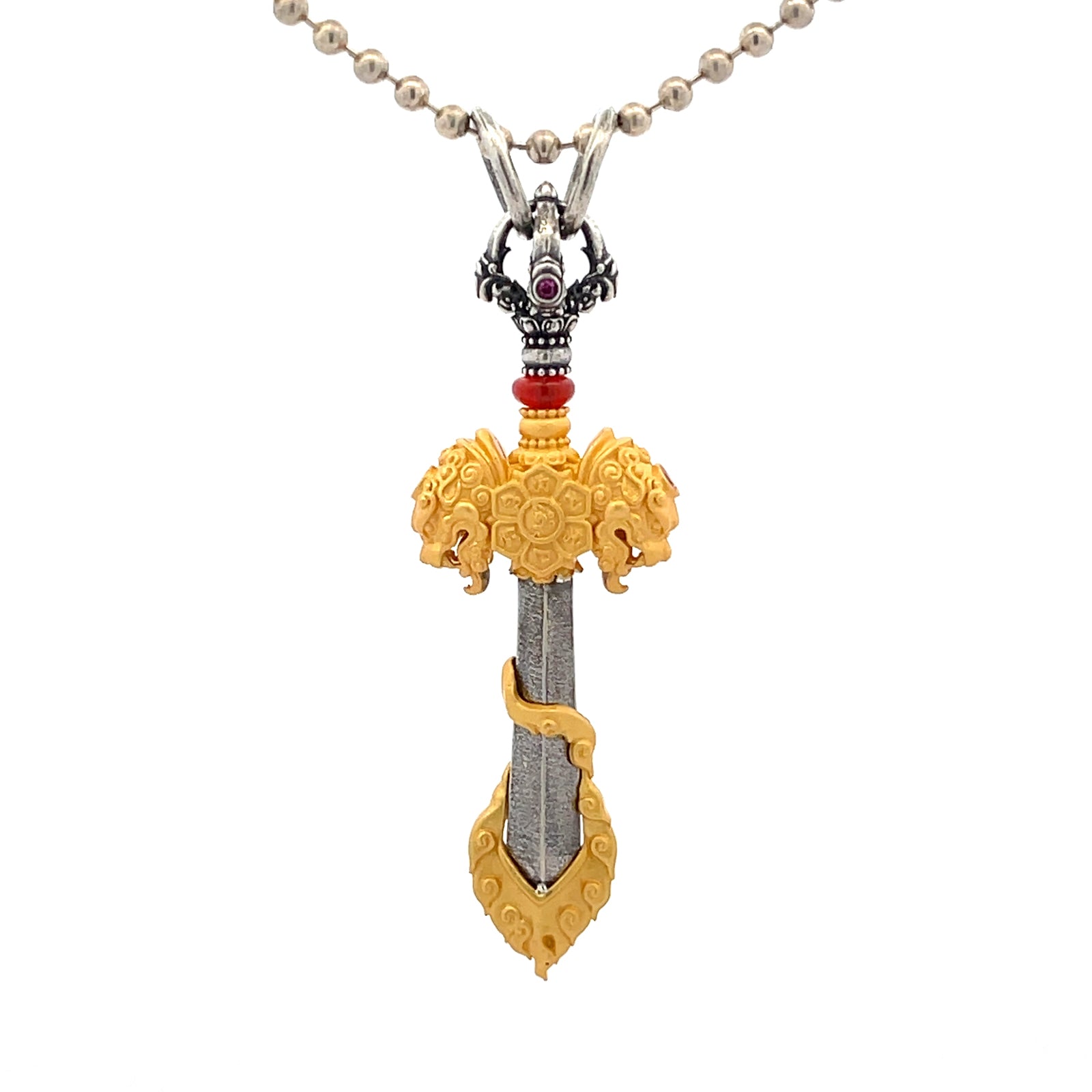 Devotional Pendant · Sword of Wisdom · Manjushri · Silver, Gilt · Henrrison · LCP 2220