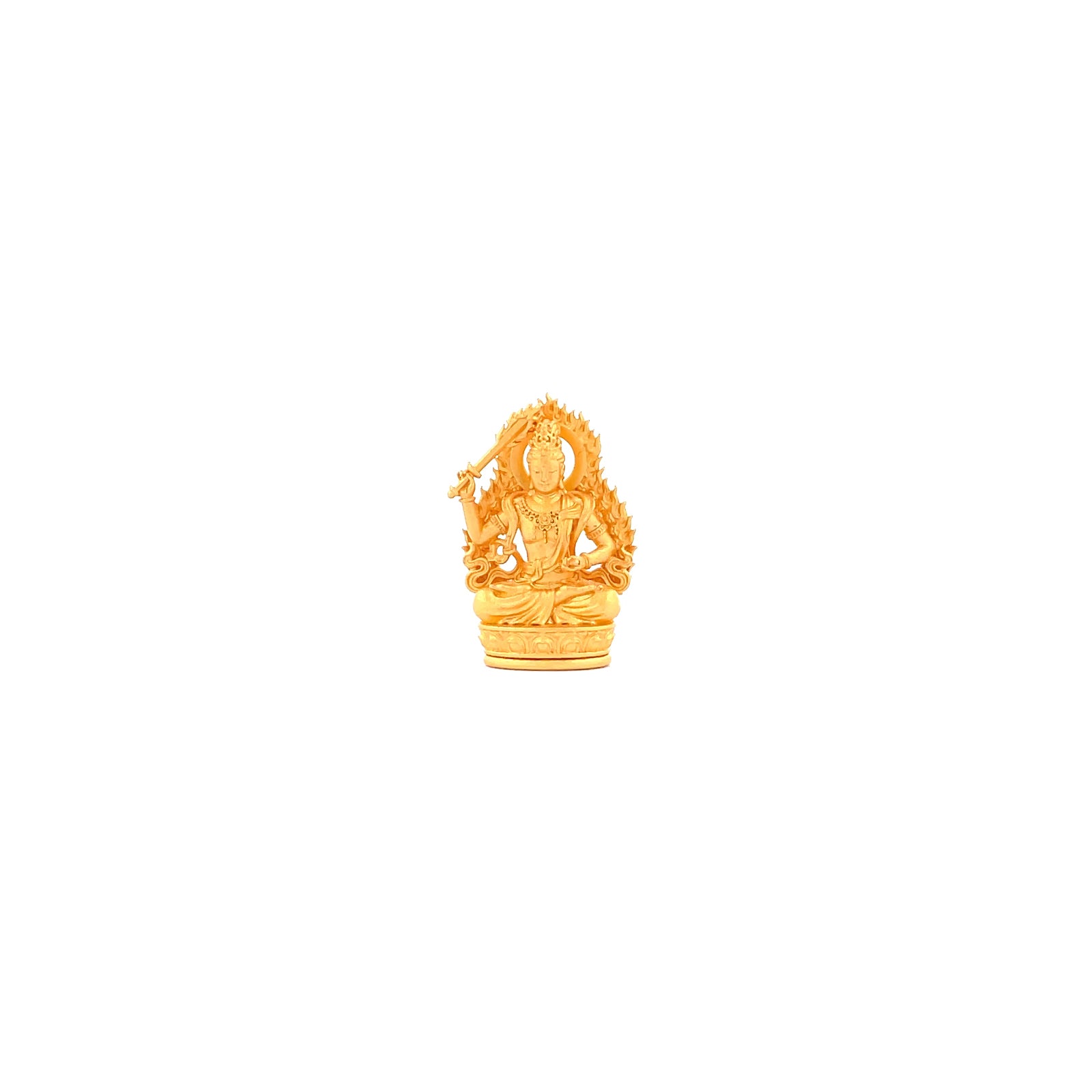Henrrison LCP1241 · Manjushri Sacred 925 Silver Pendant/Statue-Guardian Deity for the Rabbit Zodiac · Gilded 22K Genuine Gold Finish