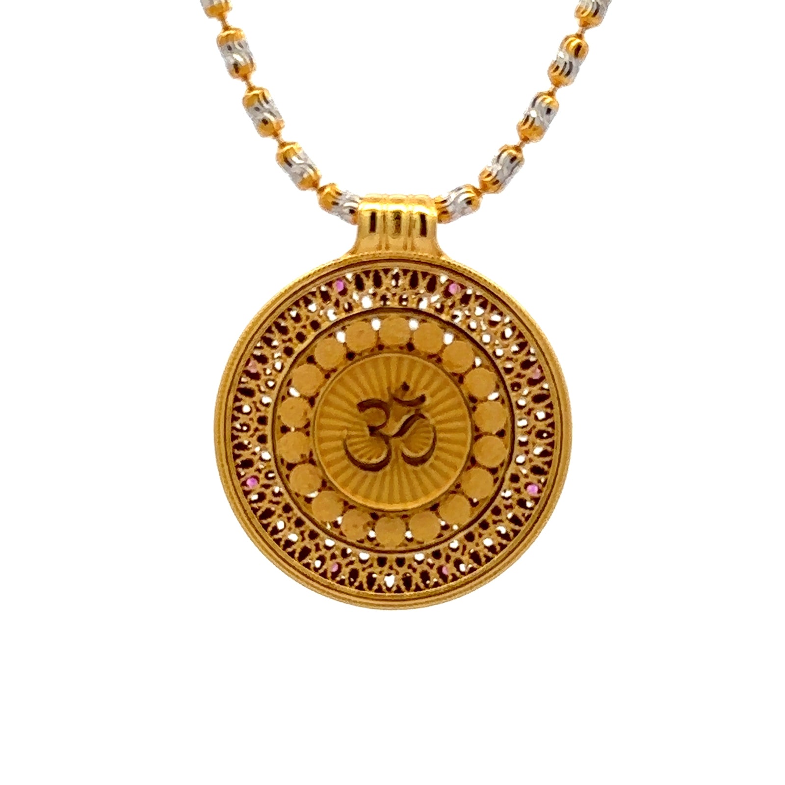 Henrrison LCP2163B · The Eight Auspicious Symbols Sacred 925 Silver Pendant · Gilded 22K Genuine Gold Finish