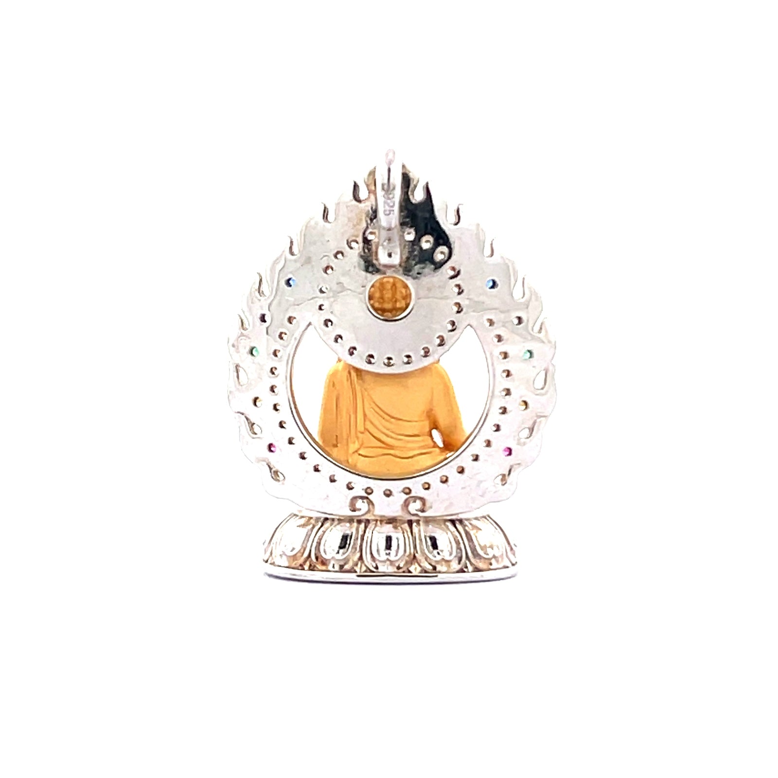 Henrrison LCP1844-1851 ·Flaming Lotus Eight Baby Guardian Deities Sacred 925 Silver Pendant-Vairocana ·Guardian Deity for the Goat and Monkey Zodiac · Gilded 22K Genuine Gold Finish