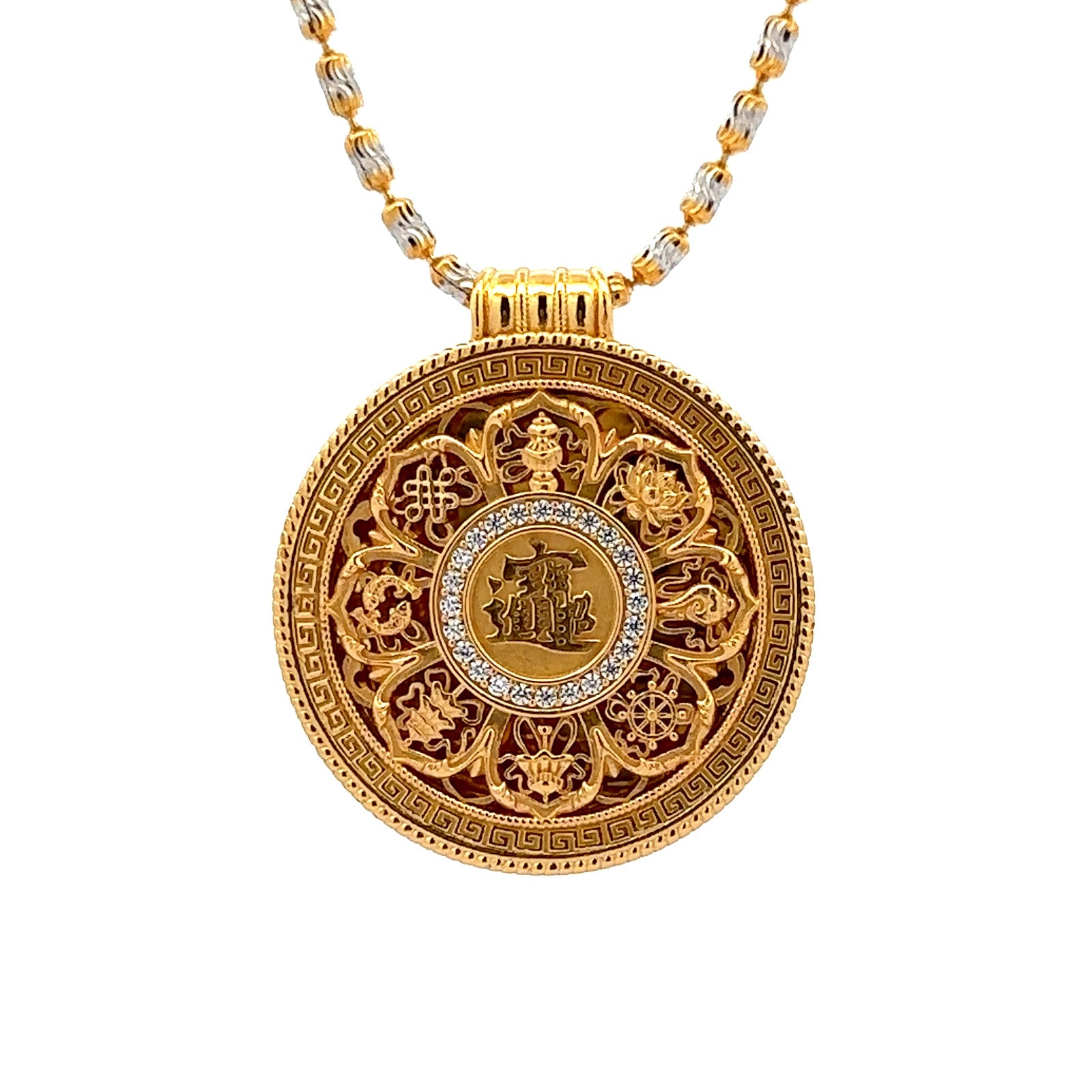 Henrrison 999.9 Fine Gold Yellow Dzambhala Filigree Pendant | Handcrafted 24K Gold Wealth Buddha Amulet