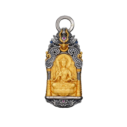 Devotional Pendant · Ākāśagarbha · Ox and Tiger Zodiac · Eight Guardian Figures · Silver, Gilt · Henrrison · LCP 2517
