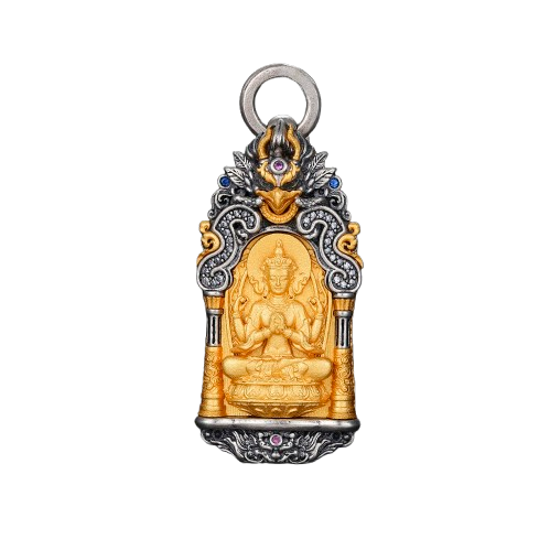 Devotional Pendant · Avalokiteśvara · Rat Zodiac · Eight Guardian Figures · Silver, Gilt · Henrrison · LCP 2517