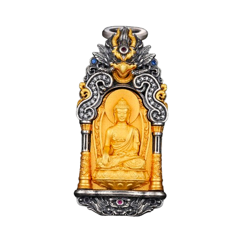 Devotional Pendant · Śākyamuni Buddha with Eight Guardian Figures · Silver, Gilt · Henrrison · LCP 2517